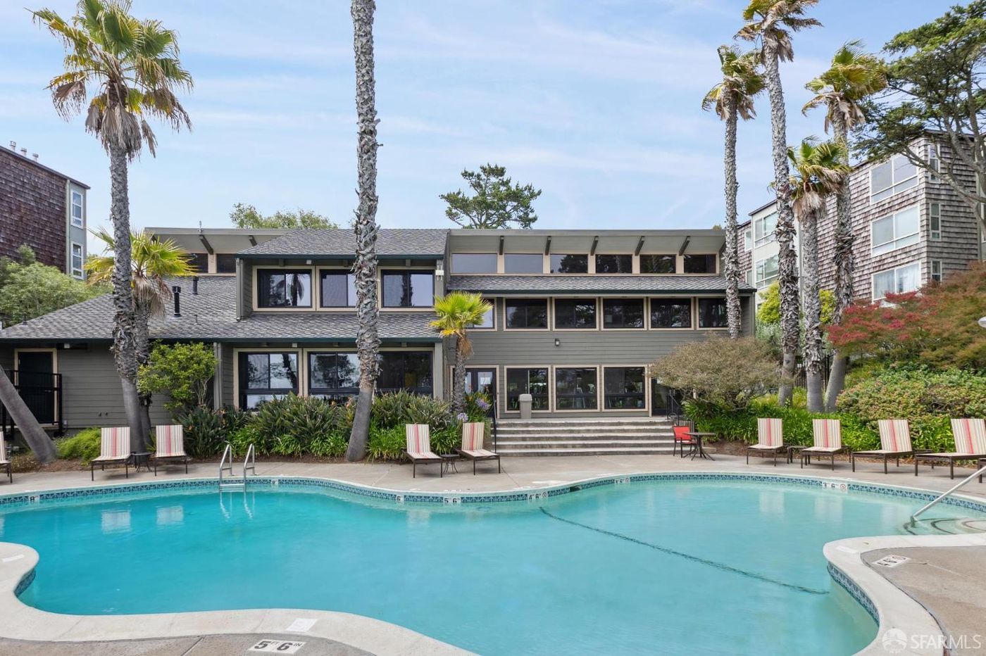 Shared pool and clubhouse at Diamond Heights Village, home to 175 Red Rock Way, San Francisco