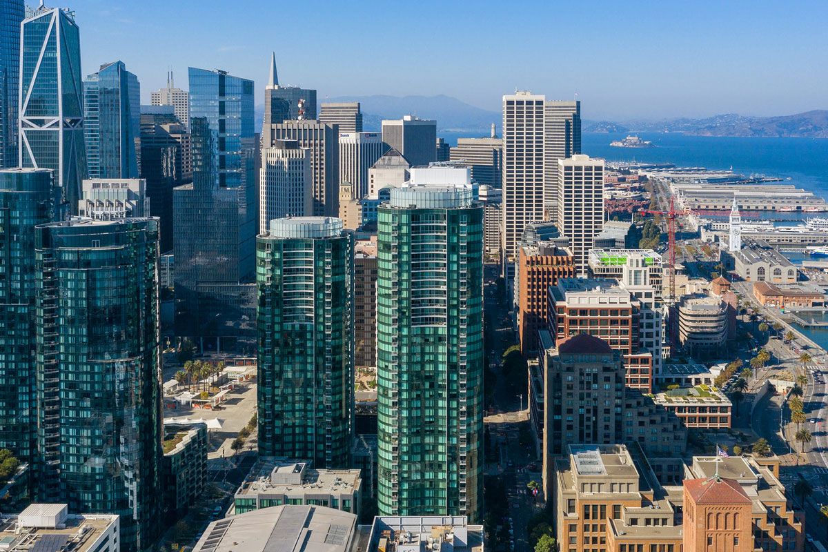 The Infinity condominium complex and San Francisco waterfront